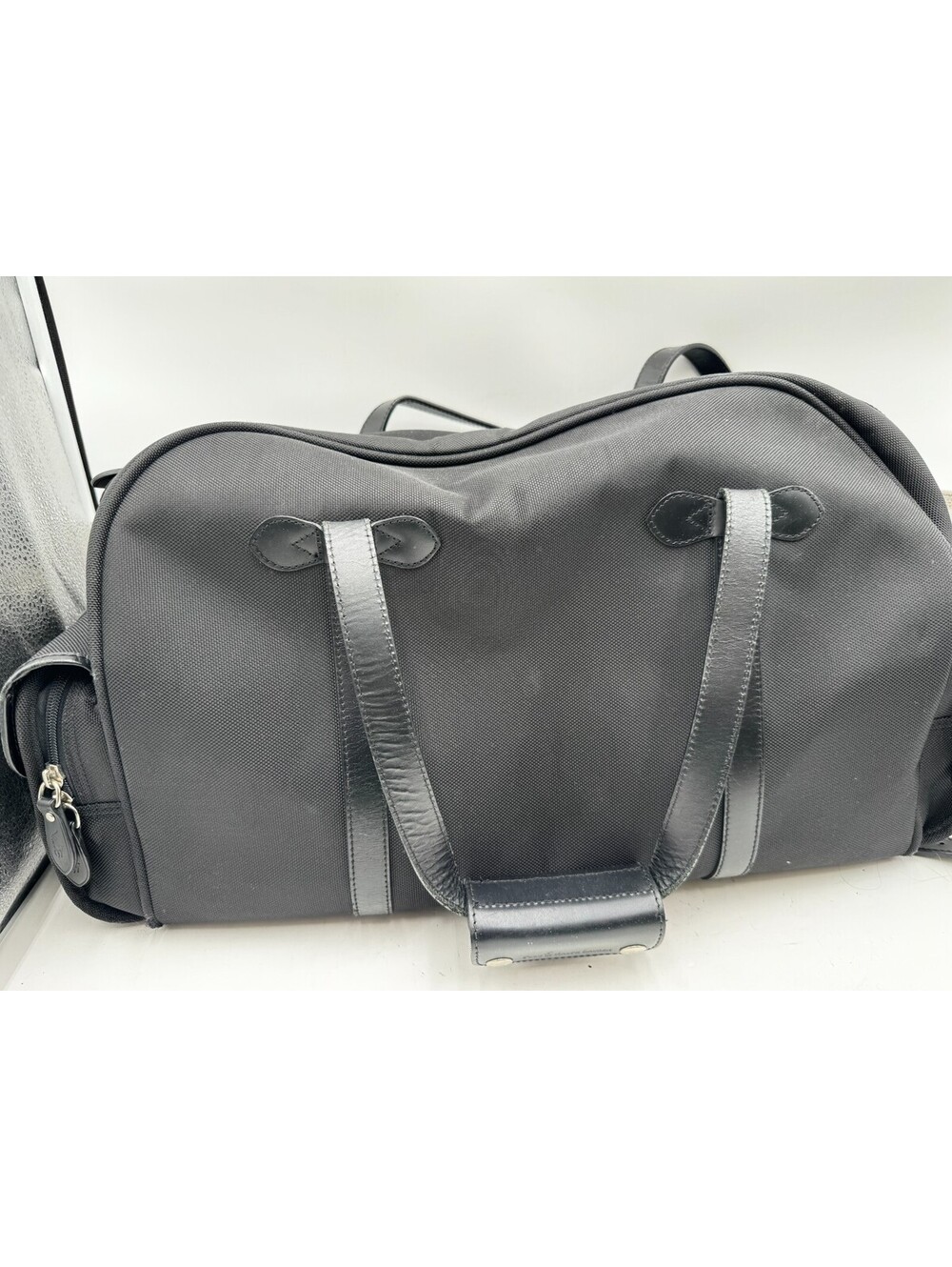Polo Ralph Lauren Black Leather Nylon 24" Travel Duffle Bag